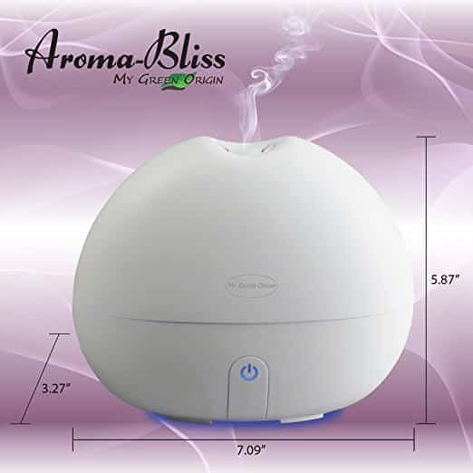 Aroma Bliss Essential Oil Diffuser Instructions and Dimensions