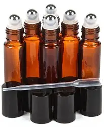 Amber Glass Roll-on Bottles with Roller Balls