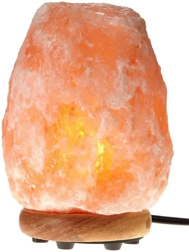 WBM Himalayan Glow Hand Carved Natural Crystal Himalayan Salt Lamp with Genuine Neem Wood Base
