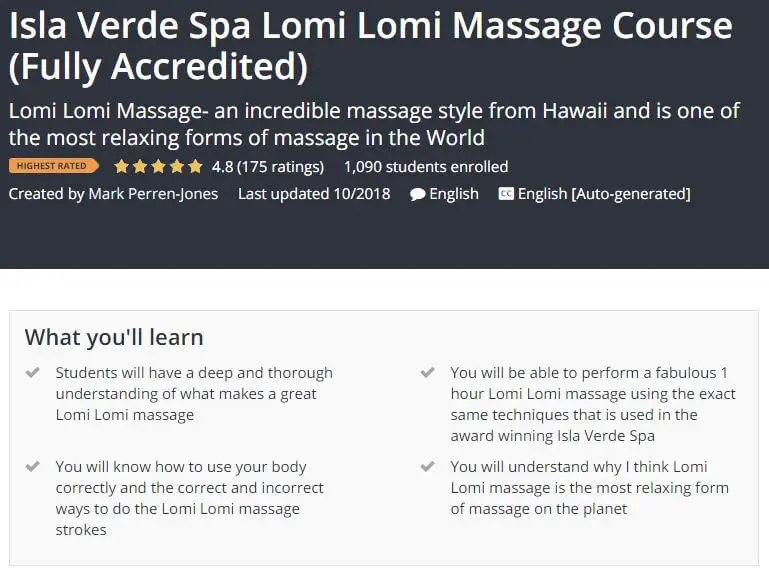 Isla Verde Spa Lomi Lomi Massage Course